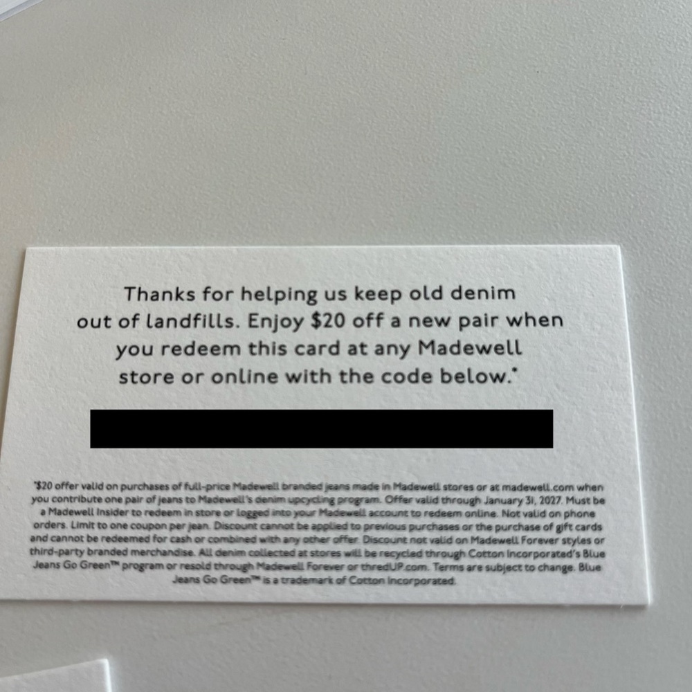 4x Madewell Denim Recycling Gift Card - Picture 2 of 2